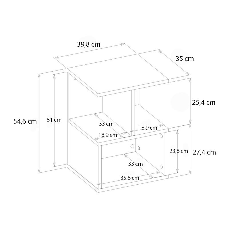 Κομοδίνο - Τραπεζάκι βοηθητικό Entiero Megapap χρώμα λευκό 39,8x35x54,6εκ. - Image 7