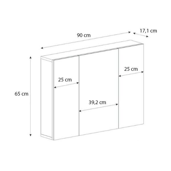 Καθρέπτης μπάνιου Base Μegapap χρώμα λευκό 90x17,1x65εκ. - Image 6