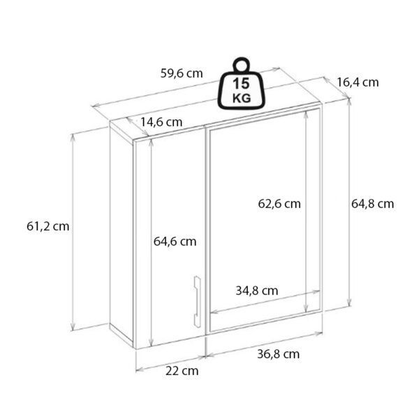 Καθρέπτης μπάνιου Ditto Μegapap χρώμα λευκό 59,6x16,4x64,8εκ. - Image 6