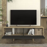 Έπιπλο τηλεόρασης Lava Megapap χρώμα rota oak - ανθρακί 150x35x51,3εκ.