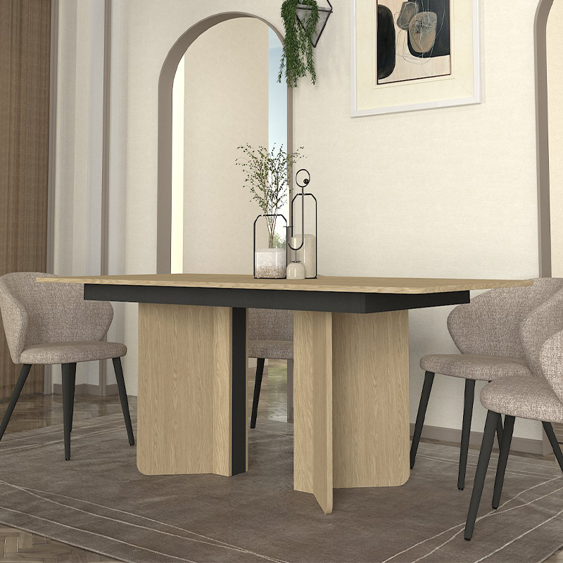 Τραπέζι Lava Megapap χρώμα rota oak - ανθρακί 180x90x76,8εκ. - Image 2