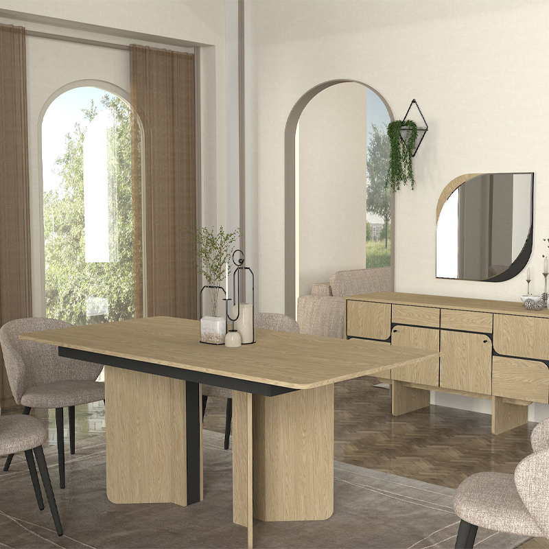 Τραπέζι Lava Megapap χρώμα rota oak - ανθρακί 180x90x76,8εκ. - Image 3