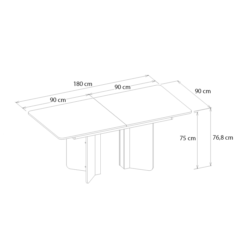 Τραπέζι Lava Megapap χρώμα rota oak - ανθρακί 180x90x76,8εκ. - Image 7