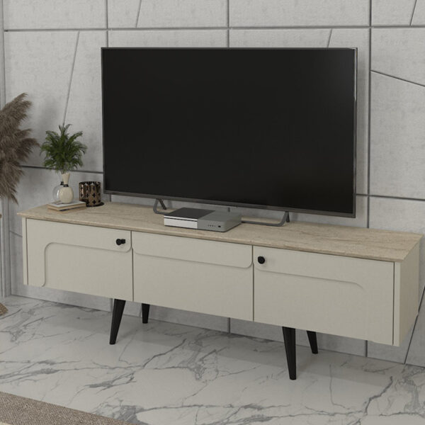 Έπιπλο τηλεόρασης Sevilla Megapap χρώμα sandstone - travertine 150x35x45,6εκ. - Image 2