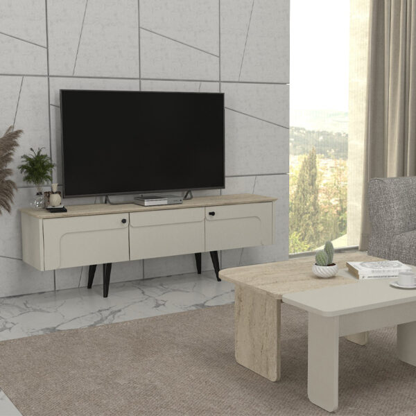 Έπιπλο τηλεόρασης Sevilla Megapap χρώμα sandstone - travertine 150x35x45,6εκ. - Image 3