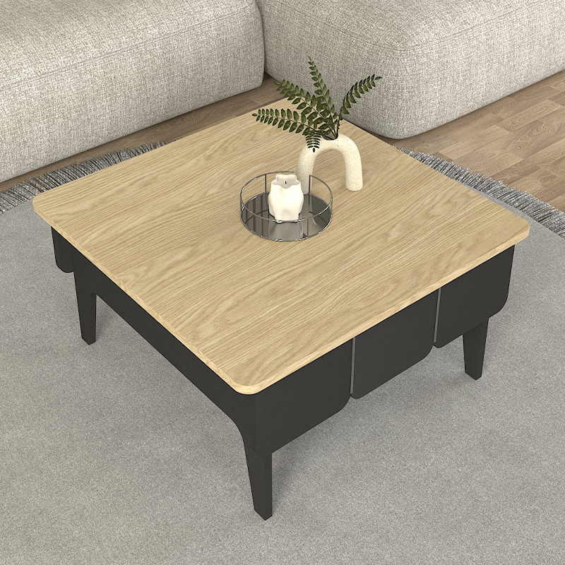 Τραπεζάκι σαλονιού Pedro Megapap χρώμα ανθρακί - rota oak 73,2x73,2x38,6εκ. - Image 2