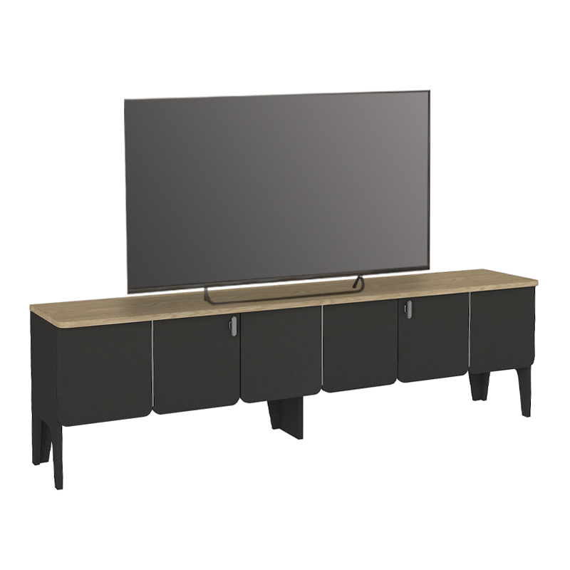 Έπιπλο τηλεόρασης Pedro Megapap χρώμα ανθρακί - rota oak 180x35x50,7εκ. - Image 5