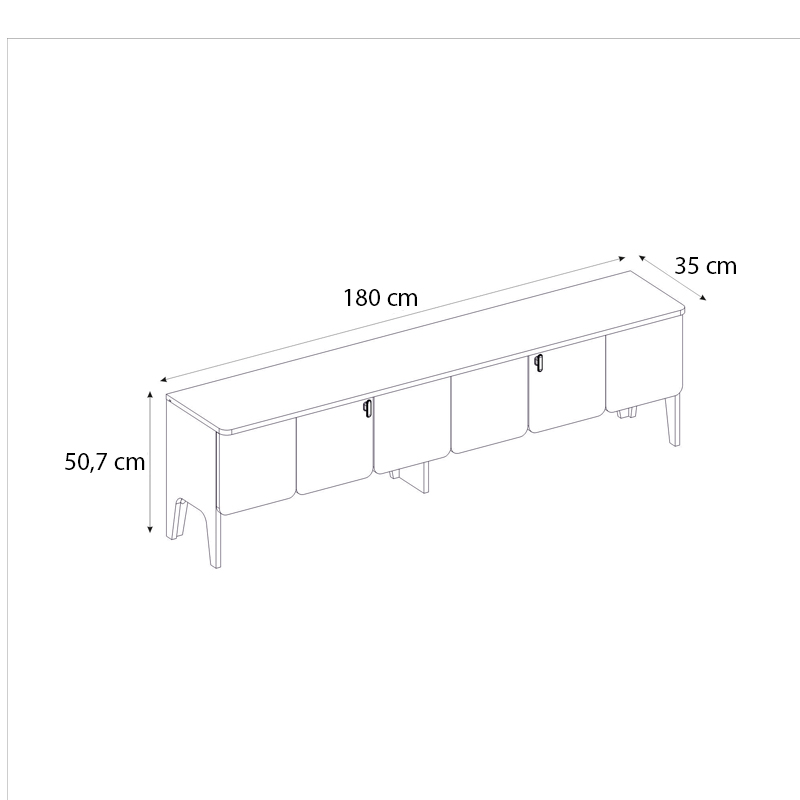 Έπιπλο τηλεόρασης Pedro Megapap χρώμα ανθρακί - rota oak 180x35x50,7εκ. - Image 7