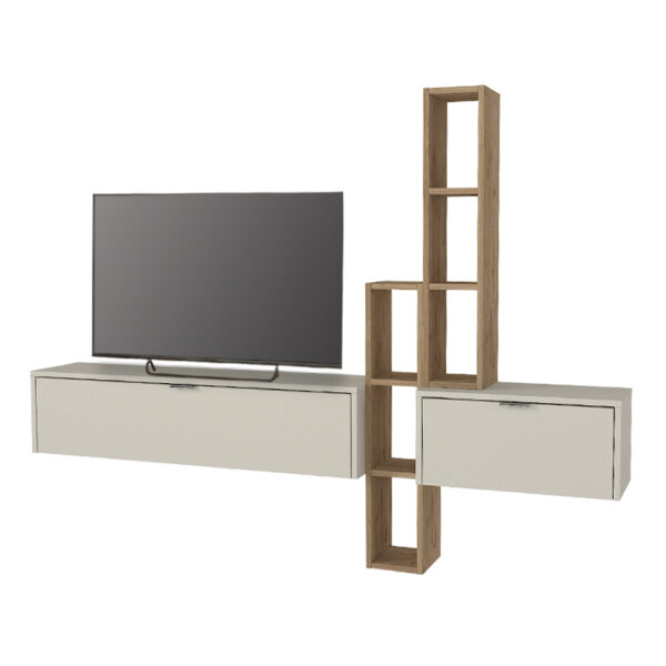 Σύνθεση τηλεόρασης επιτοίχια Edgar χρώμα sandstone - sepet oak 198,4x29,6x148,5εκ. - Image 5