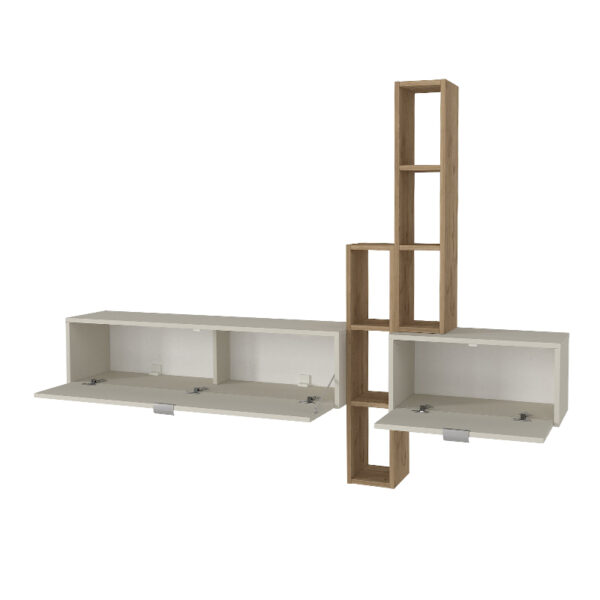 Σύνθεση τηλεόρασης επιτοίχια Edgar χρώμα sandstone - sepet oak 198,4x29,6x148,5εκ. - Image 6