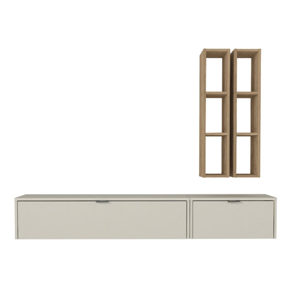 Σύνθεση τηλεόρασης επιτοίχια Edgar χρώμα sandstone - sepet oak 198,4x29,6x148,5εκ. - Image 7