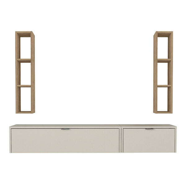 Σύνθεση τηλεόρασης επιτοίχια Edgar χρώμα sandstone - sepet oak 198,4x29,6x148,5εκ. - Image 8