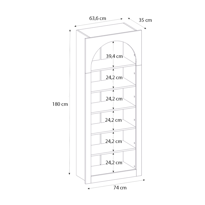 Βιβλιοθήκη Voila Megapap χρώμα λευκό 74x35x180εκ. - Image 5