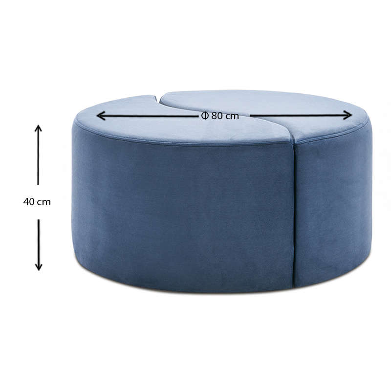 Σκαμπώ Alis Megapap βελούδινο χρώμα μπλε 80x80x40εκ. - Image 3