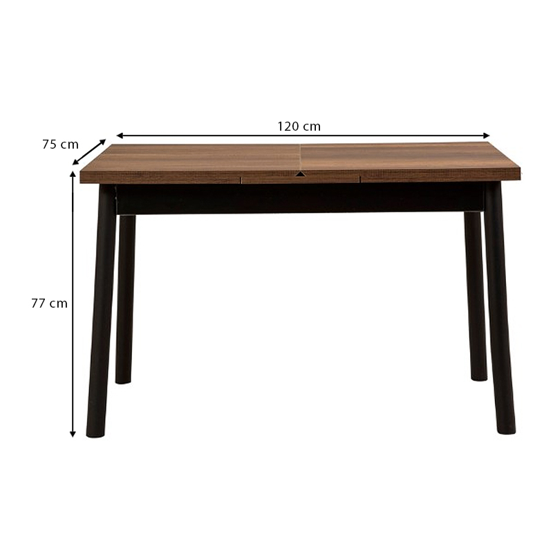 Τραπέζι Jemmy Megapap επεκτεινόμενο χρώμα καρυδί - μαύρο 120/153x75x77εκ. - Image 6
