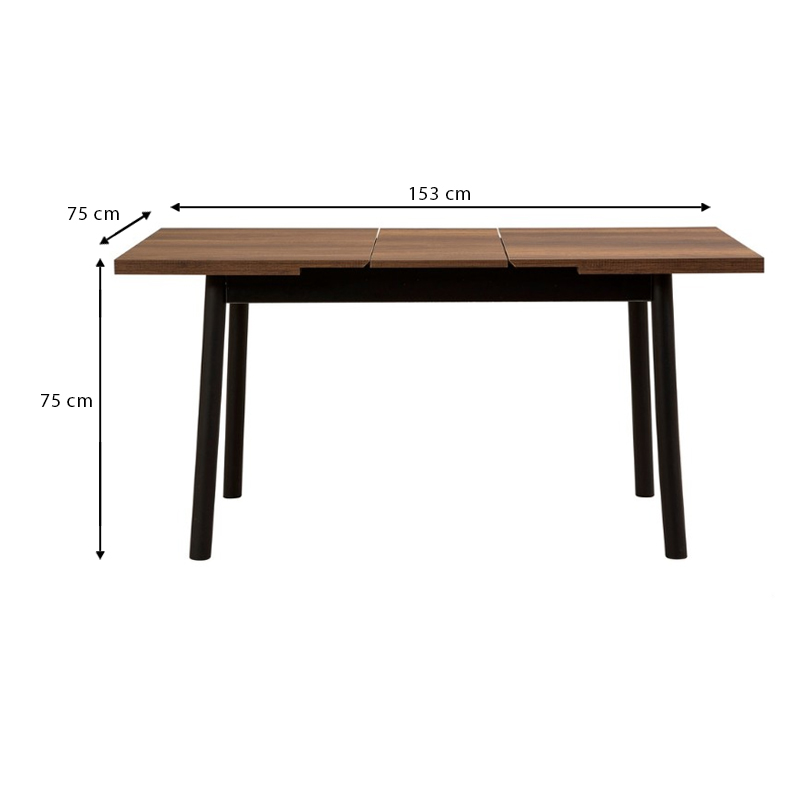 Τραπέζι Jemmy Megapap επεκτεινόμενο χρώμα καρυδί - μαύρο 120/153x75x77εκ. - Image 7