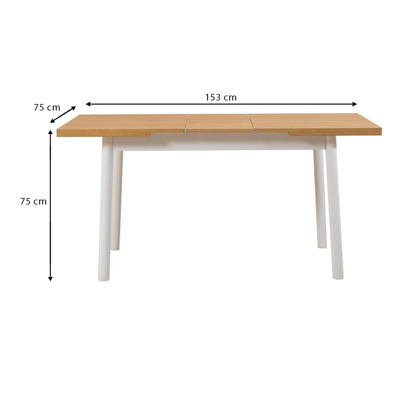 Τραπέζι Jemmy Megapap επεκτεινόμενο χρώμα φυσικό - λευκό 120/153x75x77εκ. - Image 7