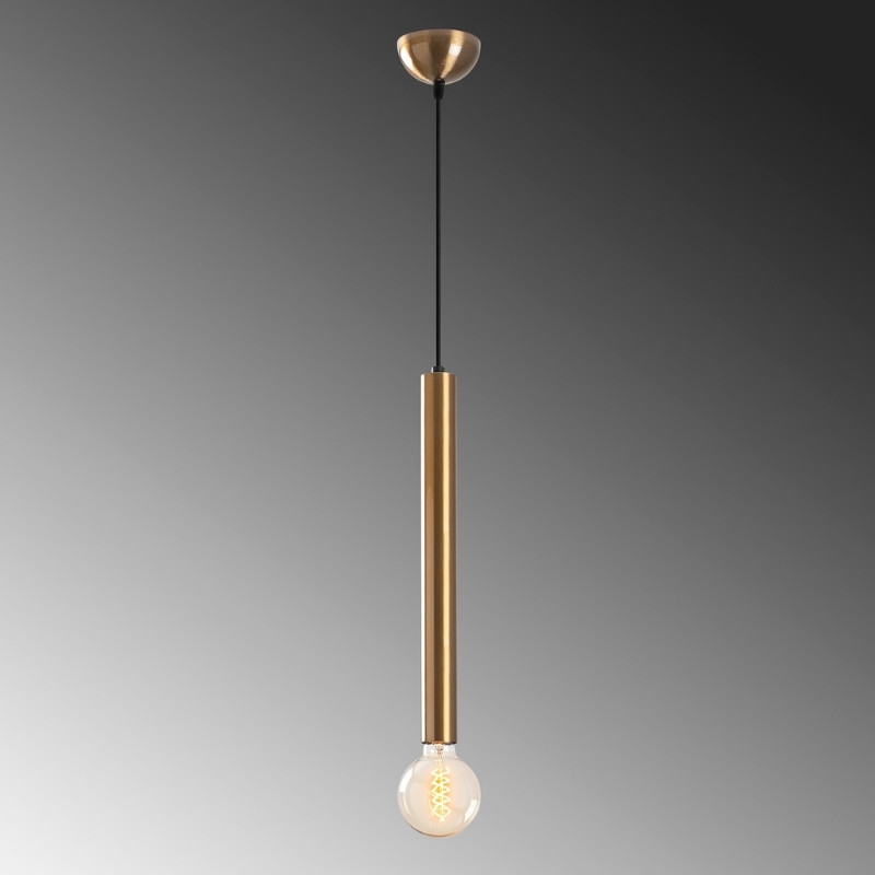 Φωτιστικό οροφής Lizy I Megapap E27 μεταλλικό μονόφωτο χρώμα χρυσό vintage Ø4x139εκ. - Image 2