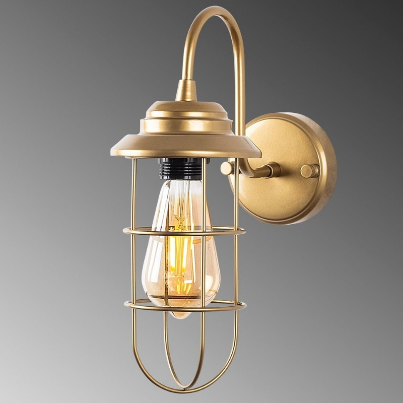 Απλίκα τοίχου Vole Megapap E27 μεταλλική χρώμα χρυσό 10x12x32εκ. - Image 3