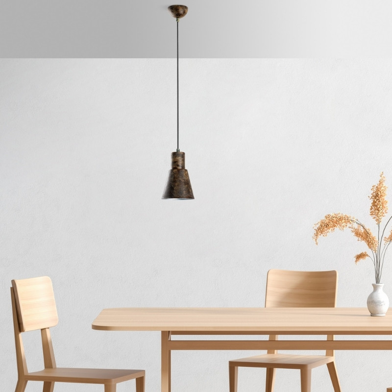 Φωτιστικό οροφής Vinci I Megapap E27 μεταλλικό μονόφωτο χρώμα χάλκινο vintage Ø14x114εκ. - Image 2