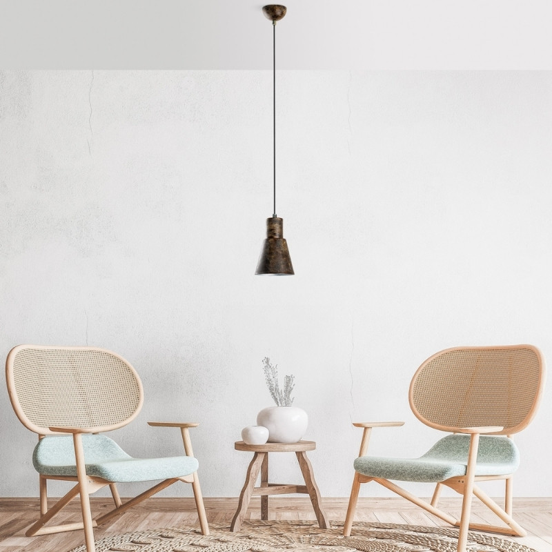 Φωτιστικό οροφής Vinci I Megapap E27 μεταλλικό μονόφωτο χρώμα χάλκινο vintage Ø14x114εκ. - Image 3