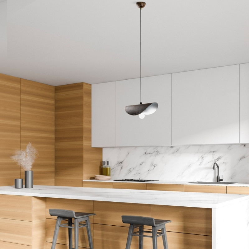 Φωτιστικό οροφής Vinci II Megapap E27 μεταλλικό μονόφωτο χρώμα χάλκινο vintage 30x20x106εκ. - Image 2