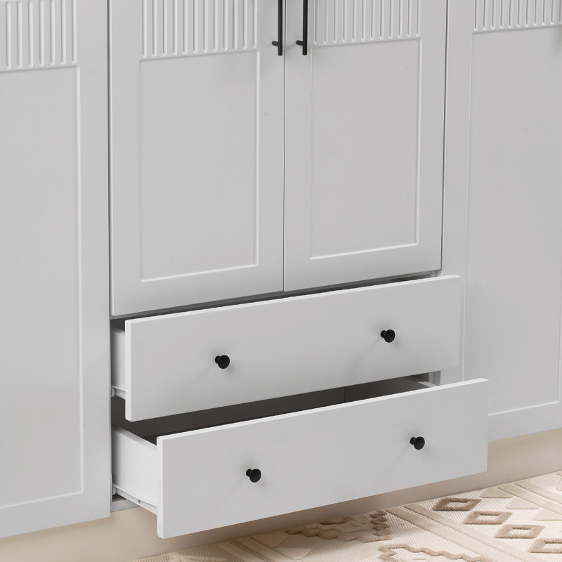 Ντουλάπα ρούχων Jenna Megapap εξάφυλλη με συρτάρια χρώμα λευκό 210x50x182εκ. - Image 4