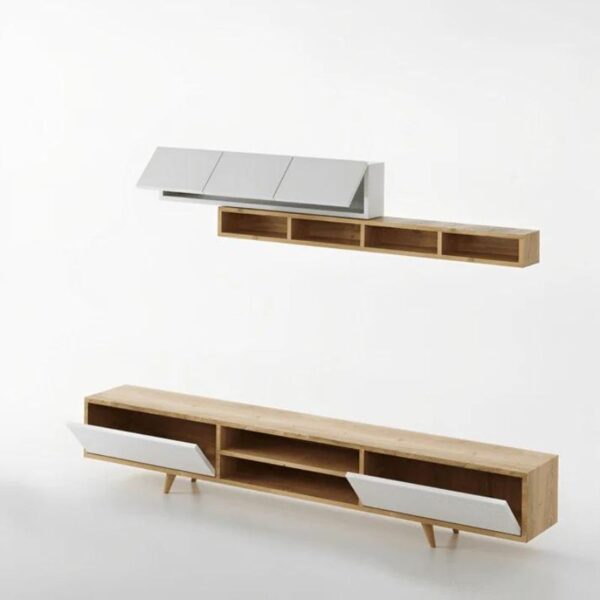Σύνθεση τηλεόρασης Serine Megapap χρώμα λευκό - sapphire oak 170x37x45εκ. - Image 2