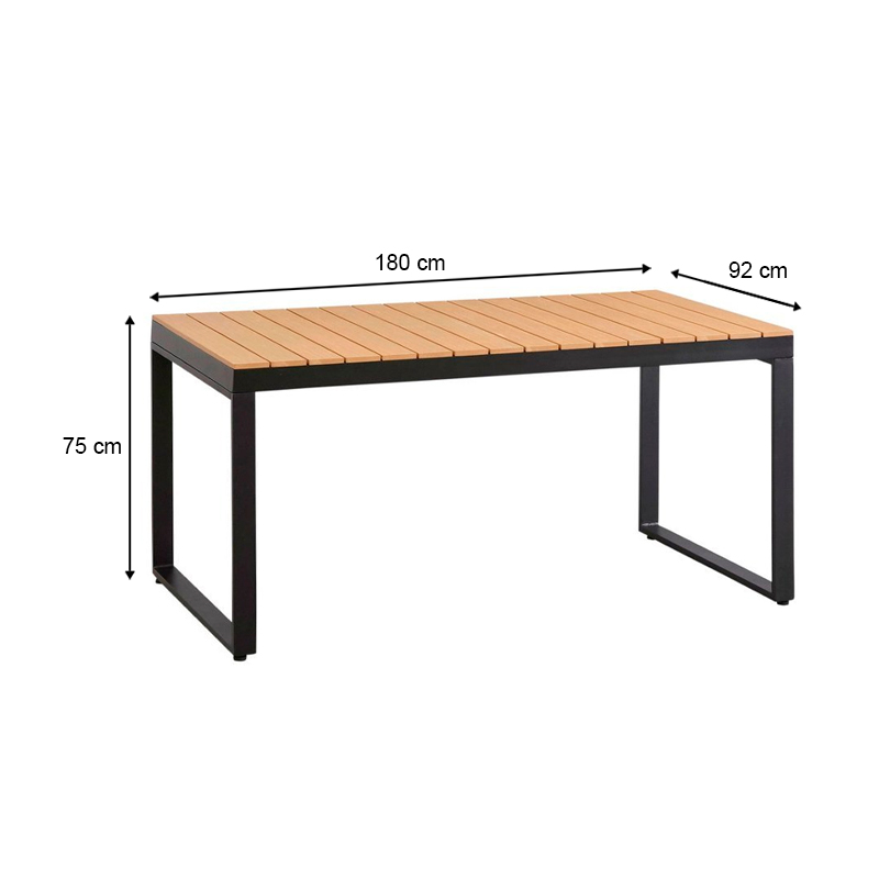 Τραπέζι κήπου Poseidon Megapap μέταλλο - ξύλο χρώμα μαύρο - καρυδί 180x92x75εκ. - Image 5