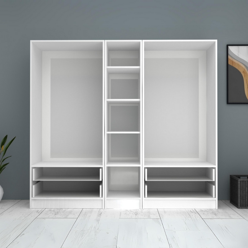 Ντουλάπα ρούχων Ricardo Megapap πεντάφυλλη με συρτάρια χρώμα λευκό 200x51,8x181εκ. - Image 2