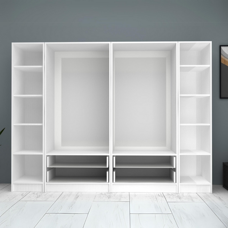 Ντουλάπα ρούχων Ricardo Megapap εξάφυλλη με συρτάρια χρώμα λευκό 240x51,8x181εκ. - Image 2