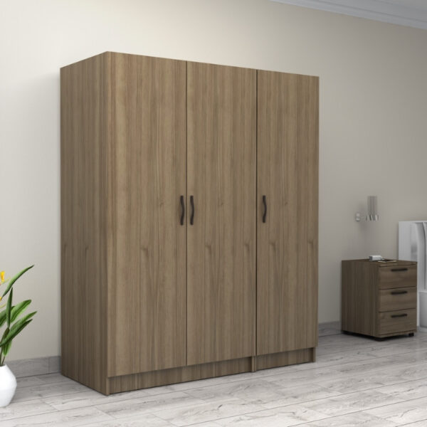 Ντουλάπα ρούχων Victoria Megapap τρίφυλλη χρώμα καρυδί 150x60x181εκ. - Image 3