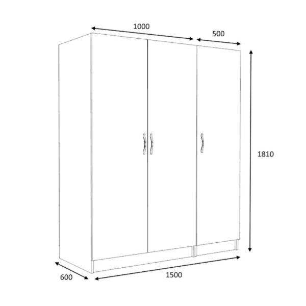 Ντουλάπα ρούχων Victoria Megapap τρίφυλλη χρώμα καρυδί 150x60x181εκ. - Image 4