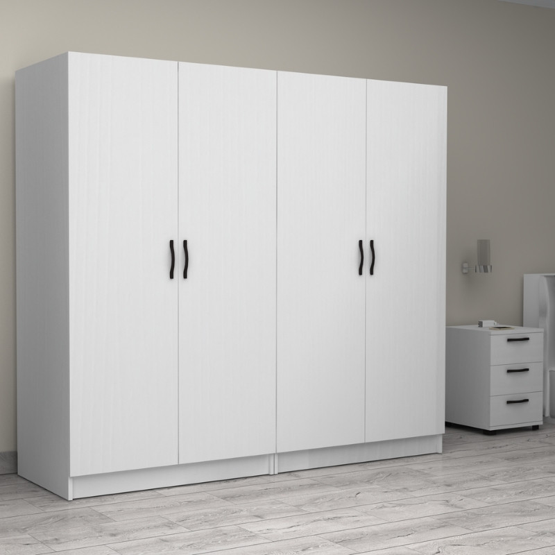 Ντουλάπα ρούχων Victoria Megapap τετράφυλλη χρώμα λευκό 200x60x181εκ. - Image 3