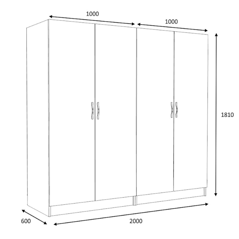 Ντουλάπα ρούχων Victoria Megapap τετράφυλλη χρώμα λευκό 200x60x181εκ. - Image 4