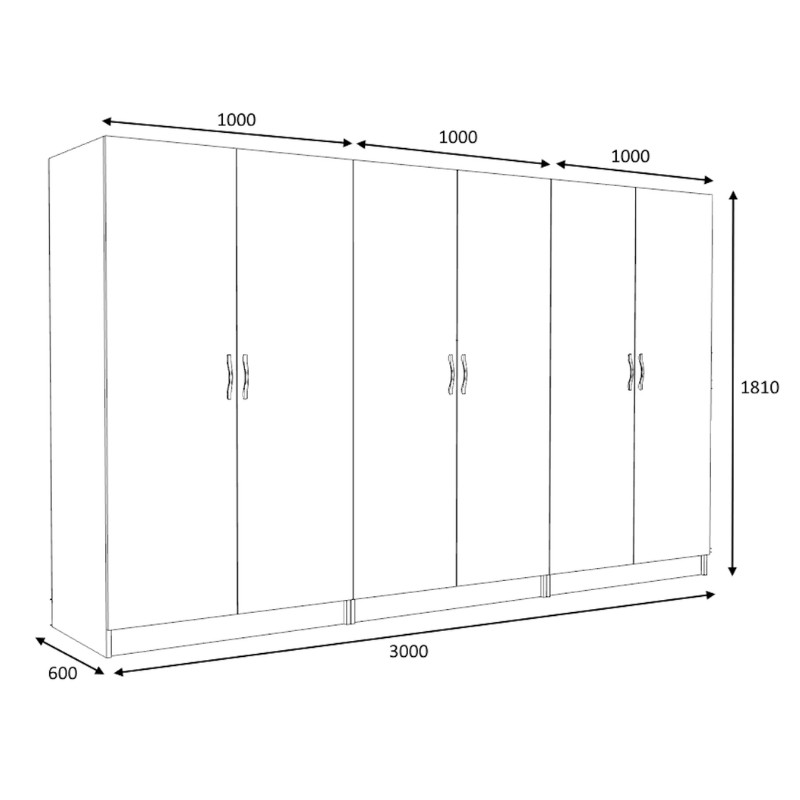 Ντουλάπα ρούχων Victoria Megapap εξάφυλλη χρώμα φυσικό οξιάς 300x60x181εκ. - Image 4