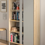 Lenk βιβλιοθήκη με μια πόρτα 100x36x161εκ. Natural Oak - Greige