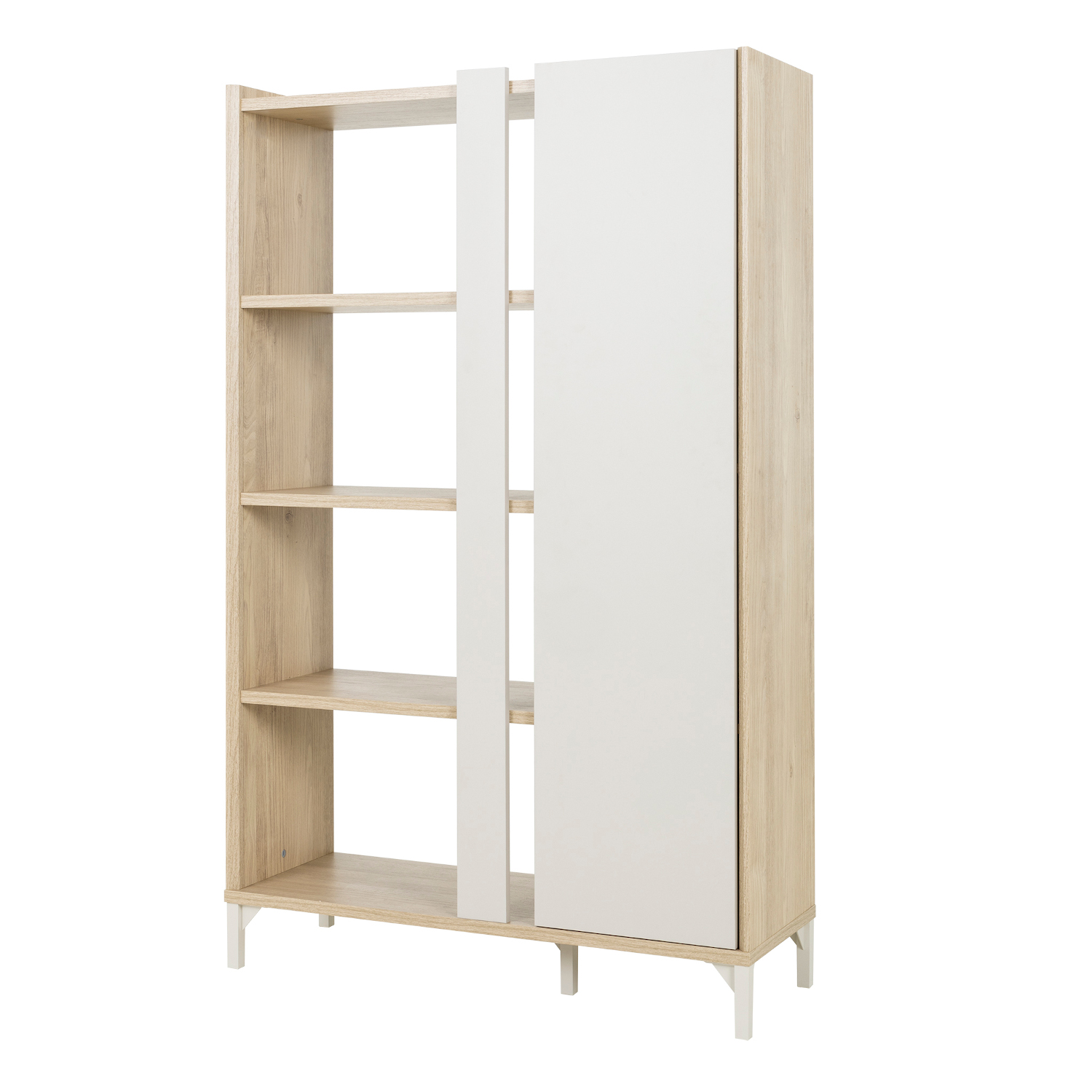 Lenk βιβλιοθήκη με μια πόρτα 100x36x161εκ. Natural Oak - Greige - Image 2