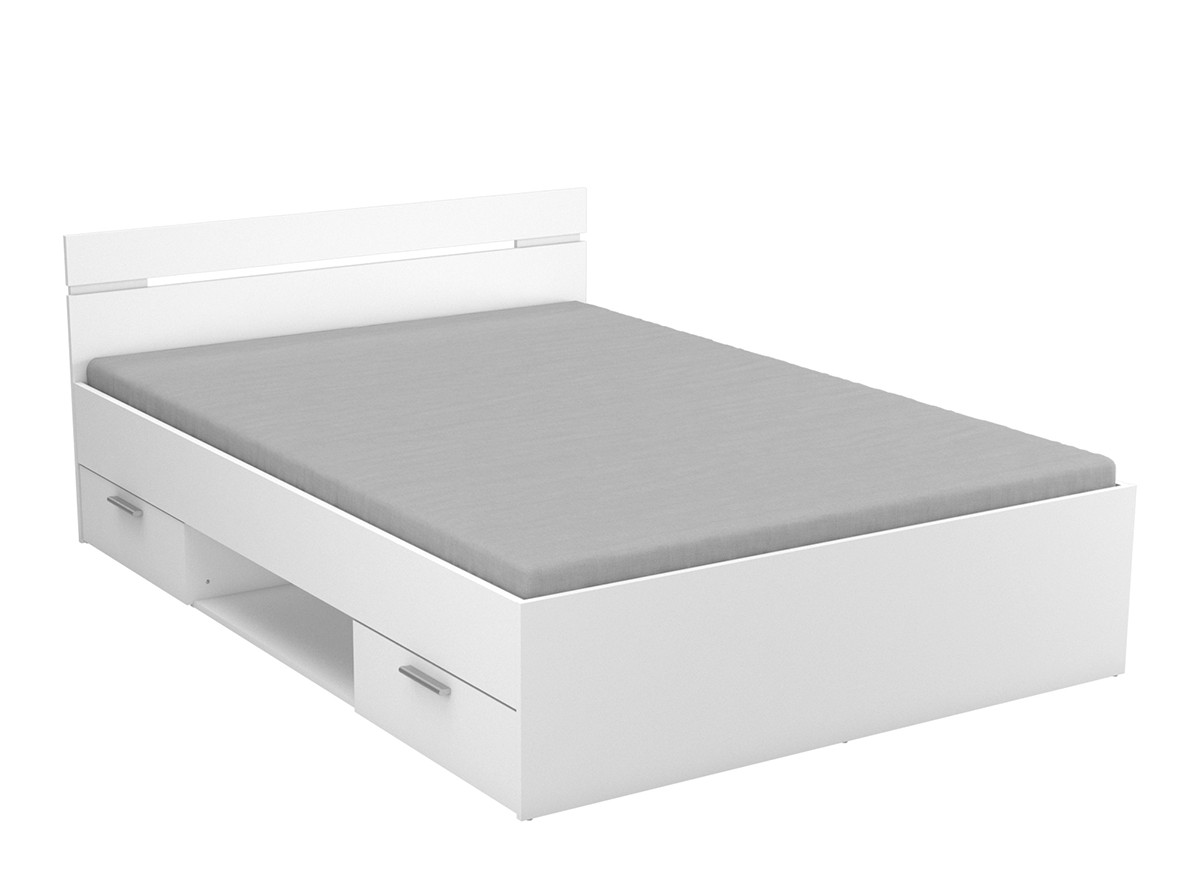 Michigan κρεβάτι με δυο συρτάρια 145x205x75εκ. ( για στρώμα 140x200εκ. ) Λευκό Ματ