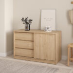 Naia ντουλάπι αποθήκευσης με 1 συρόμενη πόρτα και 3 συρτάρια 118,9x50x75,6εκ. Jackson Hickory