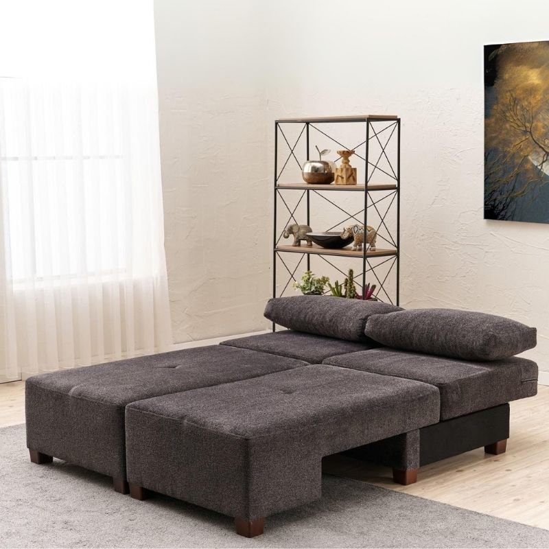 Καναπές - κρεβάτι πολυμορφικός Perenna Megapap τριθέσιος υφασμάτινος χρώμα ανθρακί 233x93x83εκ. - Image 2