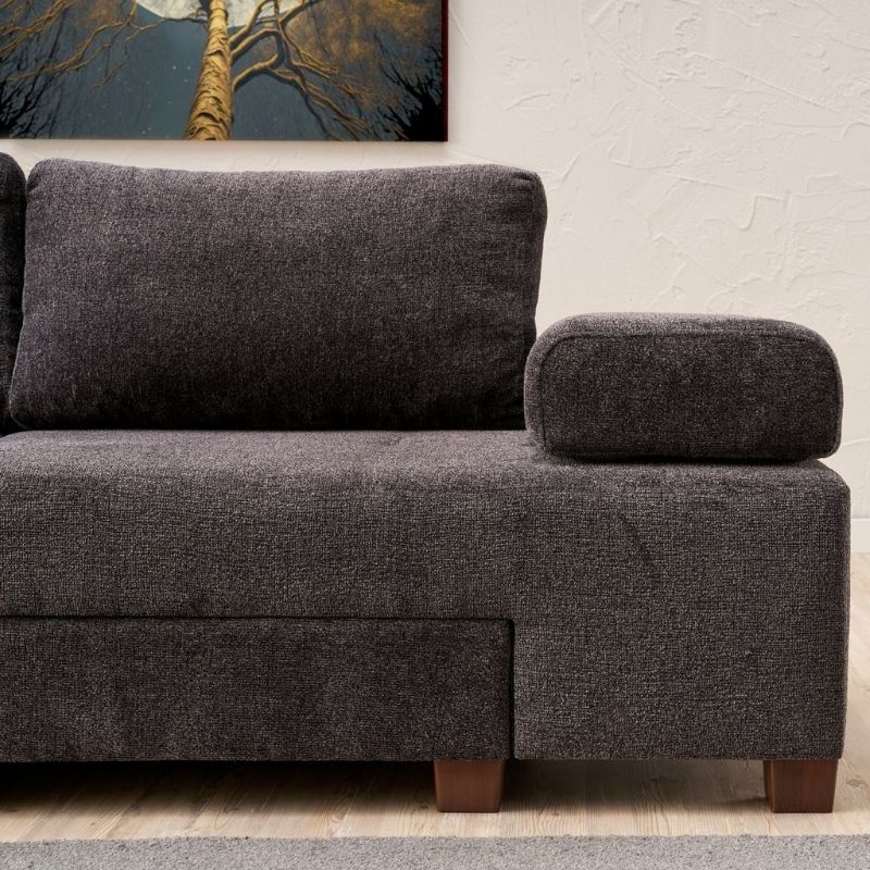 Καναπές - κρεβάτι πολυμορφικός Perenna Megapap τριθέσιος υφασμάτινος χρώμα ανθρακί 233x93x83εκ. - Image 3