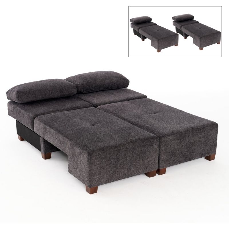 Καναπές - κρεβάτι πολυμορφικός Perenna Megapap τριθέσιος υφασμάτινος χρώμα ανθρακί 233x93x83εκ. - Image 8