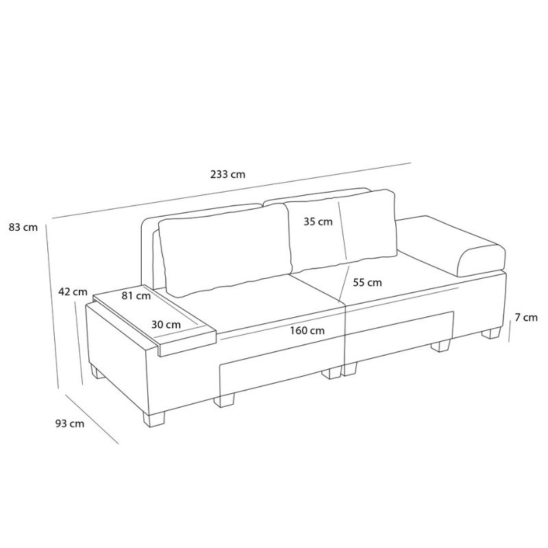 Καναπές - κρεβάτι πολυμορφικός Perenna Megapap τριθέσιος υφασμάτινος χρώμα ανθρακί 233x93x83εκ. - Image 9