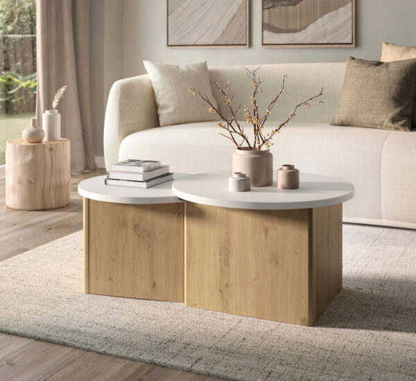 Eclypse τραπεζάκι σαλονιού 96x60x38/35εκ. Artisan Oak / Grege