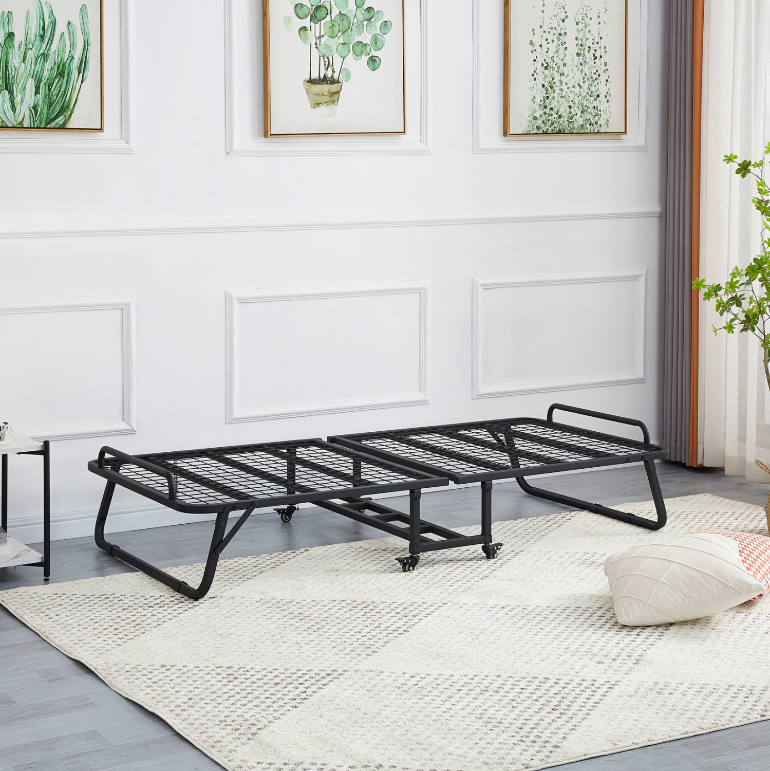 ΚΡΕΒΑΤΙ-ΡΑΝΤΖΟ ΜΕ ΣΤΡΩΜΑ NETTI HM691.01 ΜΕΤΑΛΛΙΚΟ ΜΑΥΡΟ ΜΑΤ 190x76x30Υεκ. - Image 3