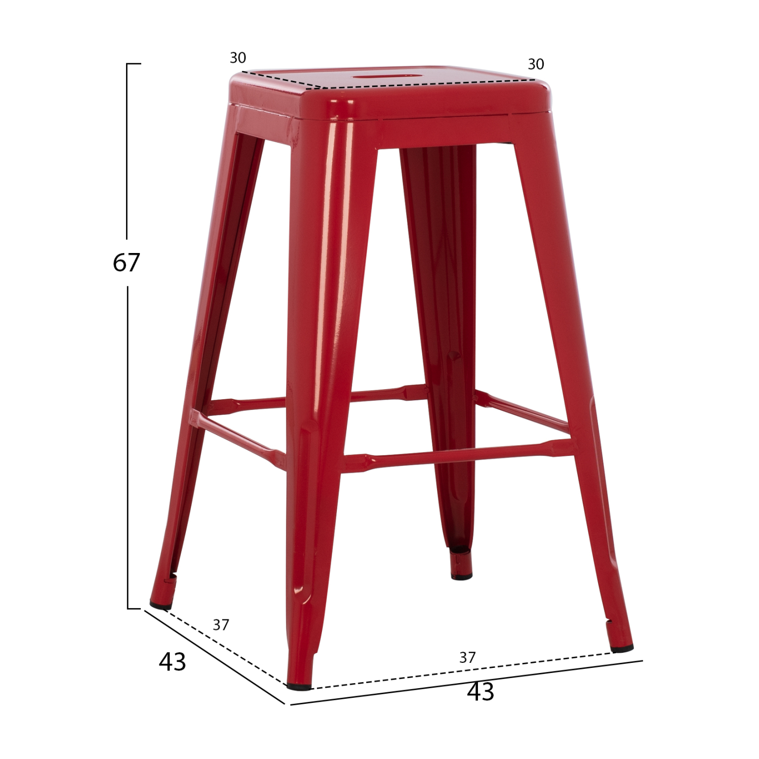 ΣΚΑΜΠΟ ΜΕΣΑΙΟΥ ΥΨΟΥΣ ΜΕΤΑΛΛΙΚΟ MELITA-PRO HM8573.44 ΚΟΚΚΙΝΟ 43x43x67Υεκ. - Image 2