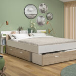 Tonight Κρεβάτι διπλό με αποθηκευτικούς χώρους 171x211εκ. ( για στρώμα 140x190εκ. )  Natural Chestnut / White