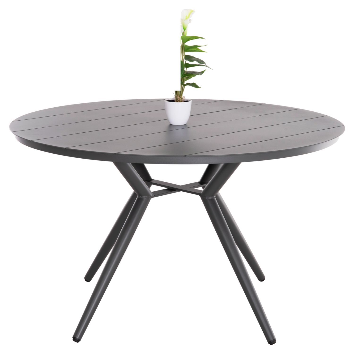 ΤΡΑΠΕΖΙ ΑΛΟΥΜΙΝΙΟΥ ΣΤΡΟΓΓΥΛΟ HIGER HM6290.01 ΓΚΡΙ Φ126x74Υεκ.