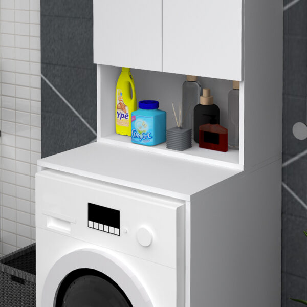 Έπιπλο πλυντηρίου Cozen Megapap χρώμα λευκό 65x60x178εκ. - Image 3